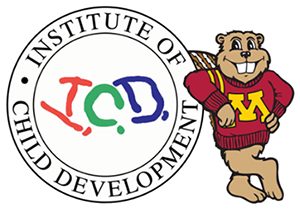 Goldy the Gopher leaning on the ICD logo