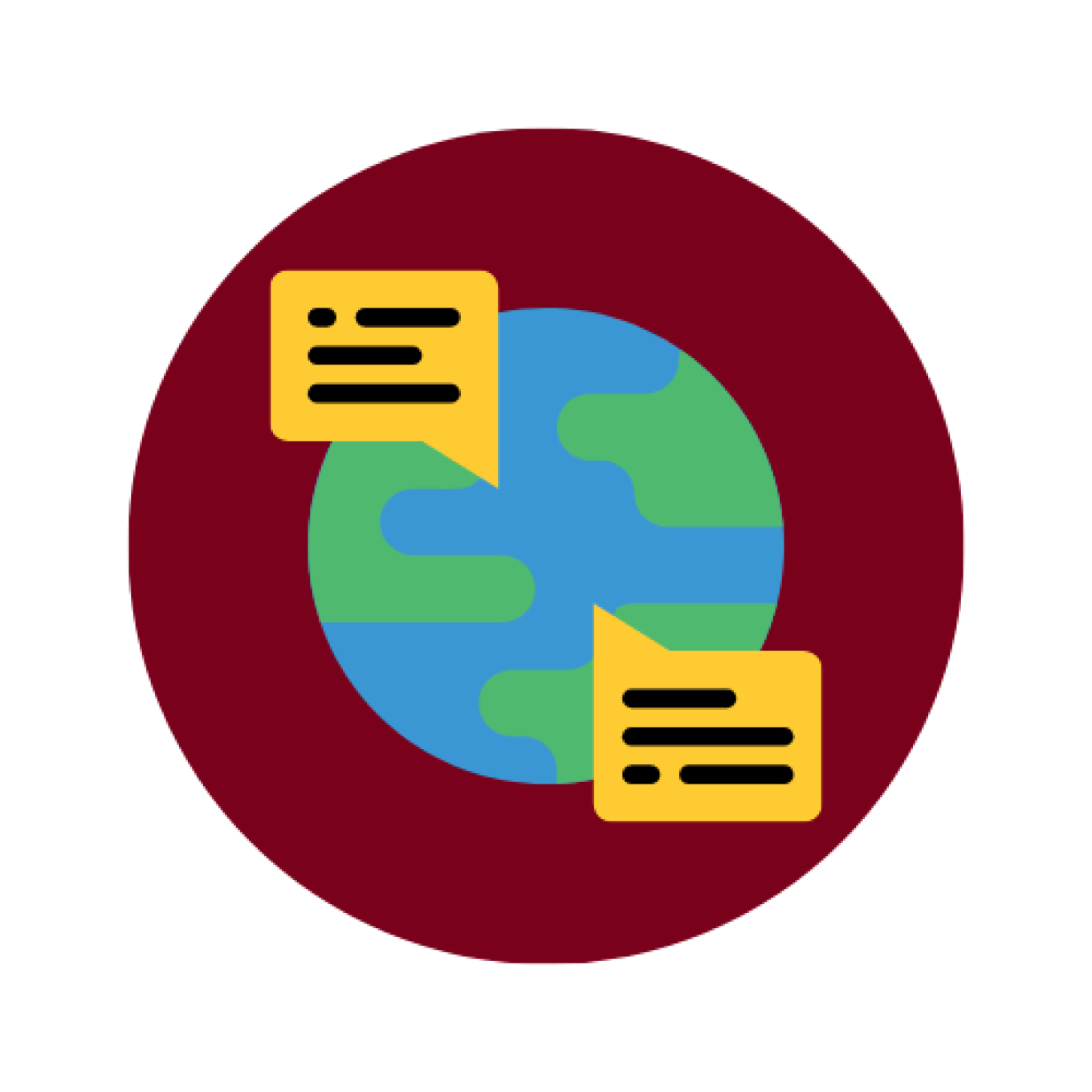 Global Communication Icon - Maroon Circle