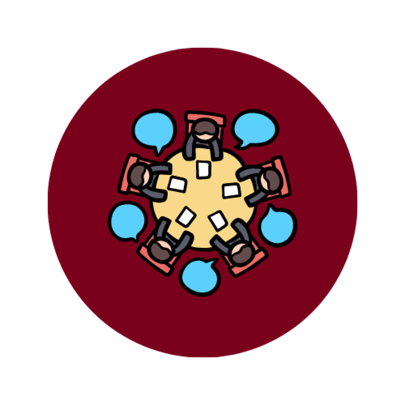 Collaborative Discussion Icon - Maroon Circle