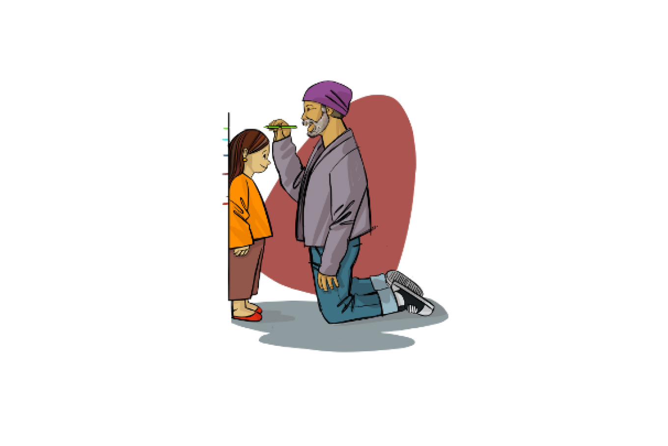grandparent measures childs height