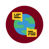 Multilingual Resources Icon - Maroon Circle